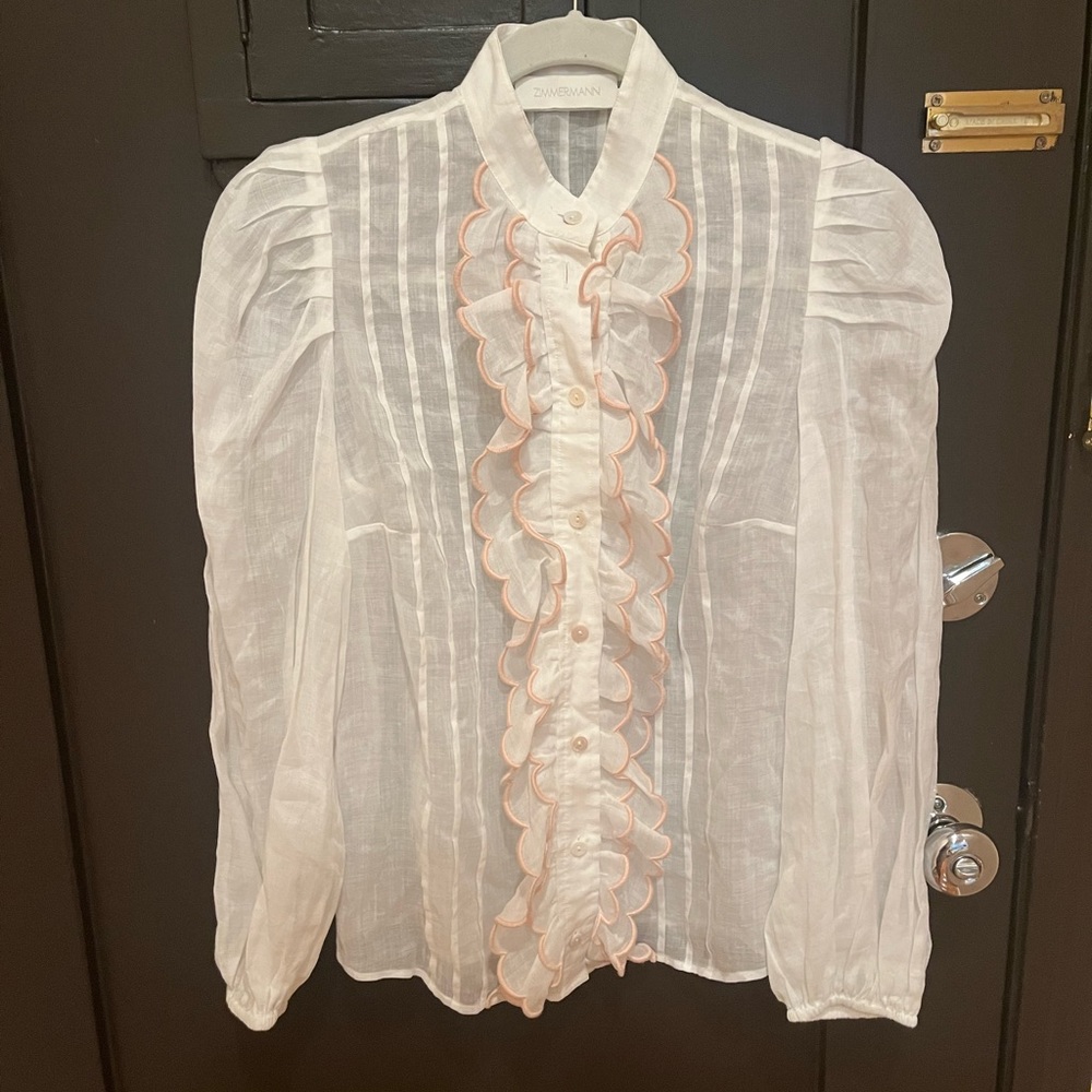 Beautiful white scalloped Zimmermann blouse